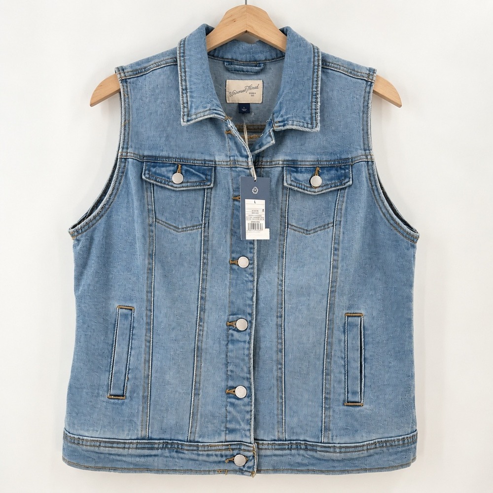 Universal Thread Coastal Cowgirl Denim Vest Women L Coastal Boho Western Indie
